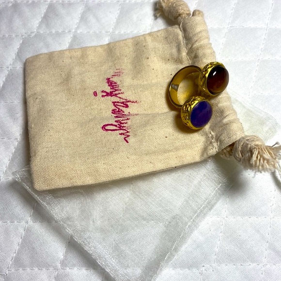 May Kathryn Design Unique 2 Stone Gold Tone Ring. Size 8. 2 Natural Gemstones. - Picture 11 of 17